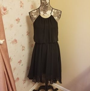 Black, High-low Dress with Built-in Necklace